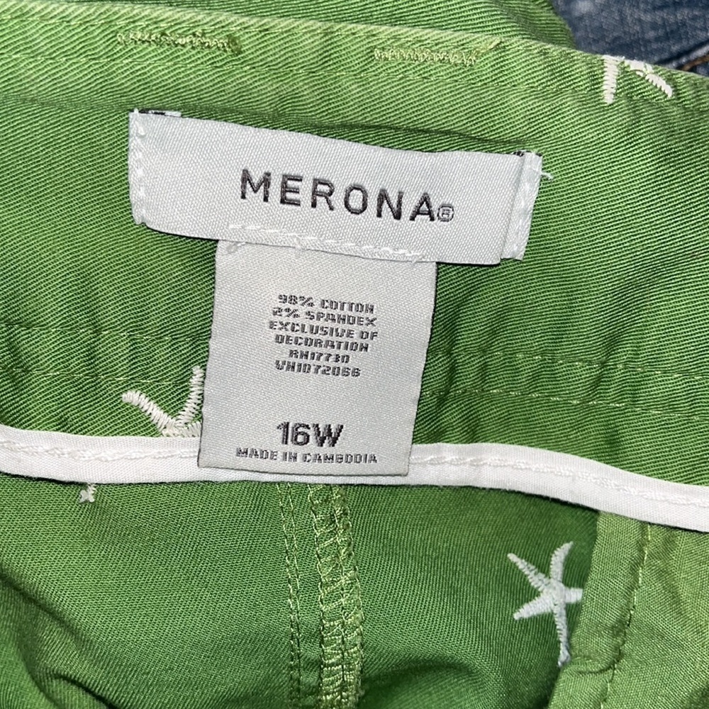 Merona green skirt with embroidered sea stars size 16W with pockets - Picture 4 of 5
